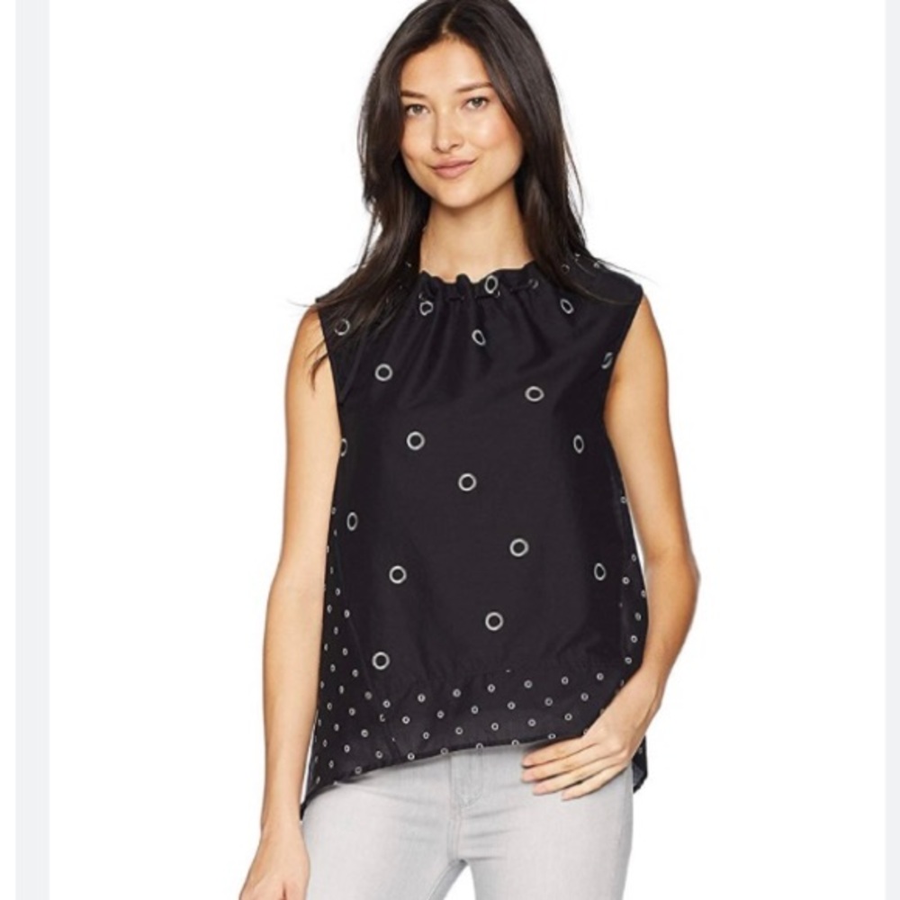 KENNETH COLE New York Women's Grommet Printed Sleeveless Top